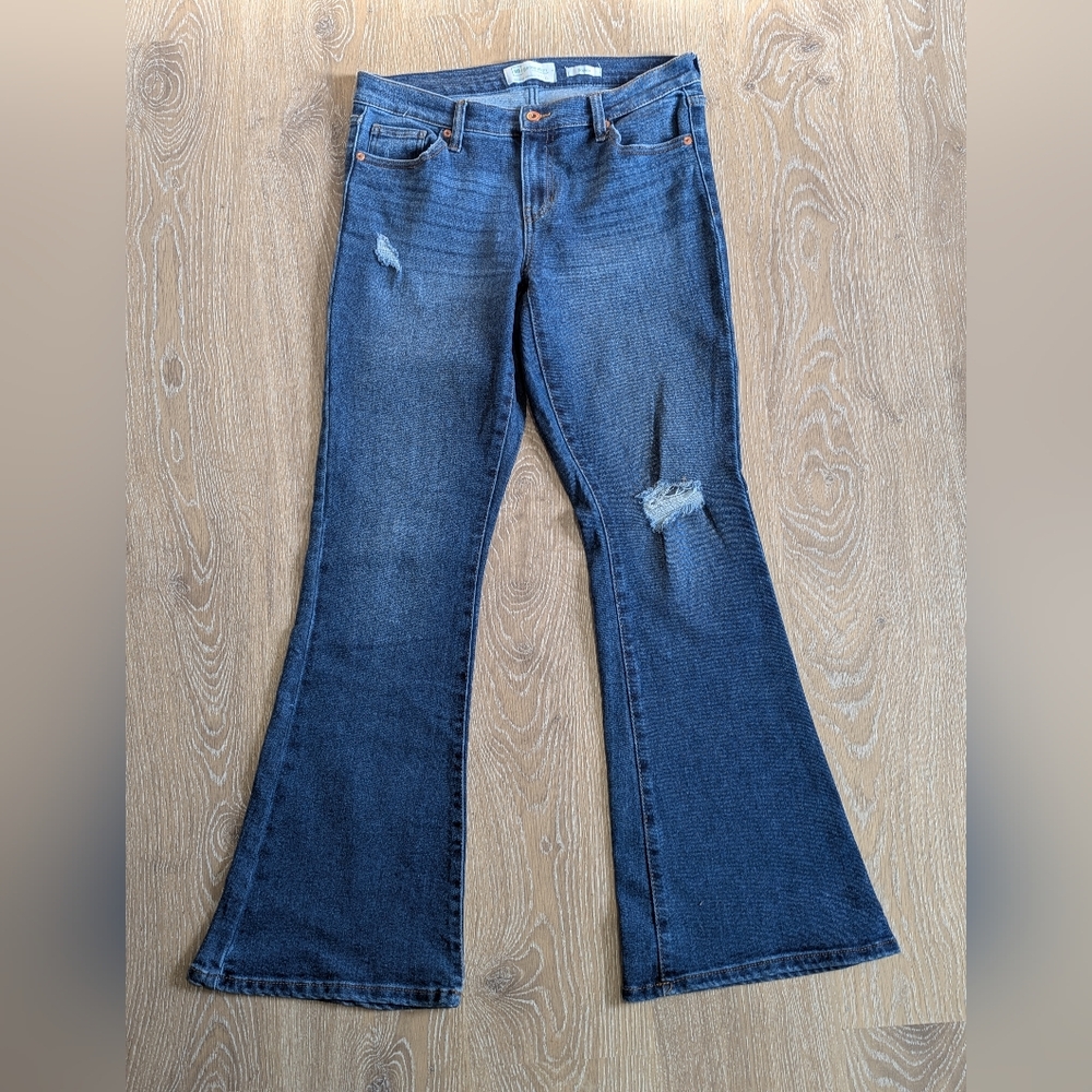 Celebrity Pink Re Generation‎ Flower Dark Blue Denim Flare Jeans